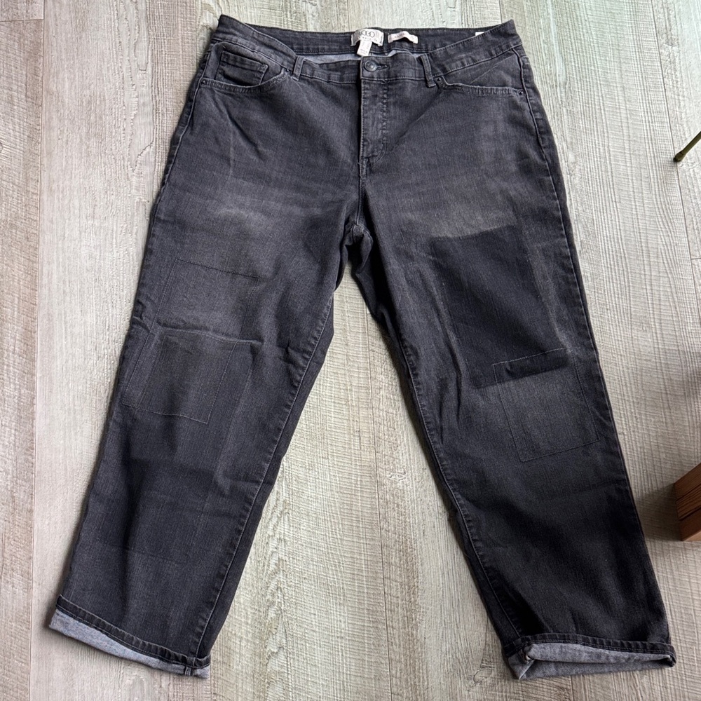 LOGO by Lori Goldstein Gray Boyfriend Jeans
